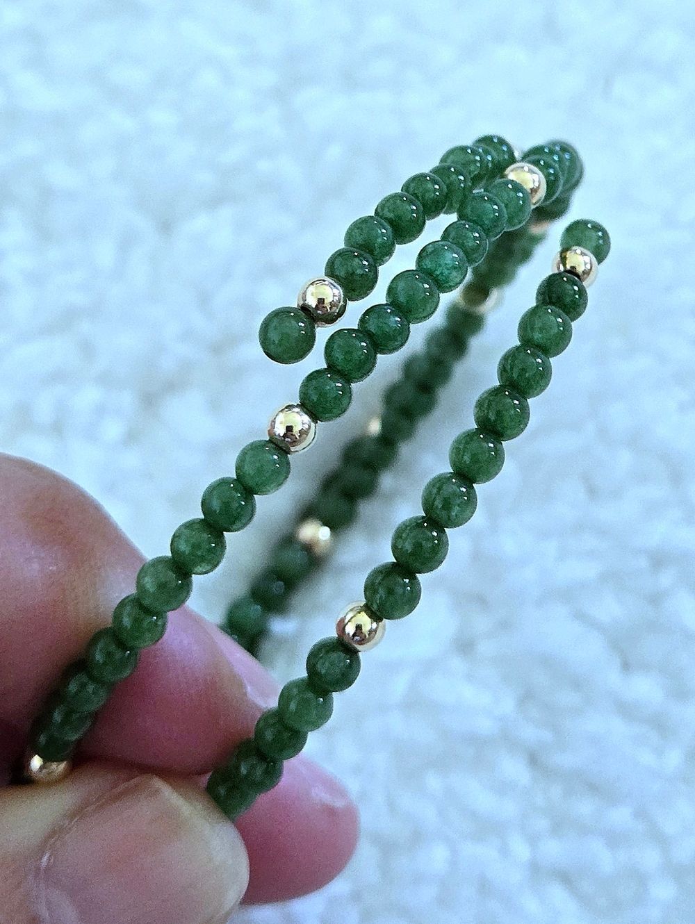 Green๐โJade and 14K Gold๐ Beads Wrap Bracelet - NWT - Picture 3 of 16